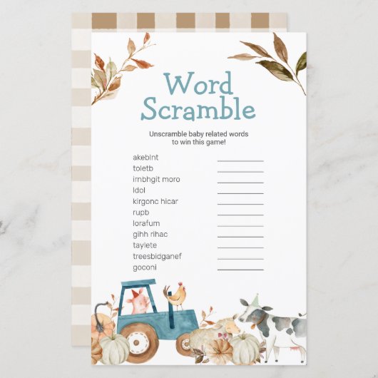 Pompoenen Boerderij Dierentrekker Floral Word Scra (Voorkant / Achterkant)