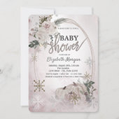 Pompoenen Boho Flowers, Snowflakes Baby shower Kaart (Voorkant)