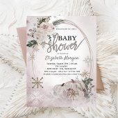 Pompoenen Boho Flowers, Snowflakes Baby shower Kaart