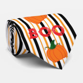 Pompoenen Boo Sinaasappel Zwart Wit Strepen Stropdas (Opgerold)