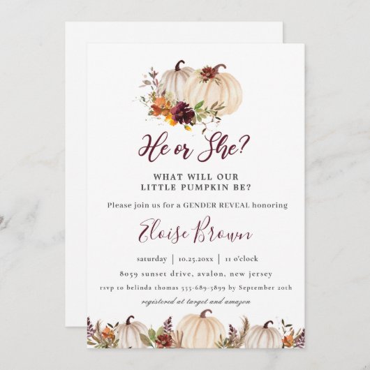 Pompoenen Bourgogne Sinaasappel Bloemen Geslacht R Kaart (Voorkant / Achterkant)