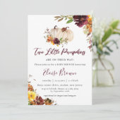 Pompoenen Bourgogne Sinaasappel Floral Twins Baby  Kaart (Staand voorkant)