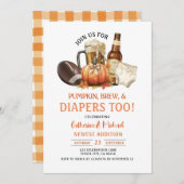 Pompoenen Brouw en Luiers Te Baby shower Herfst Kaart (Voorkant / Achterkant)