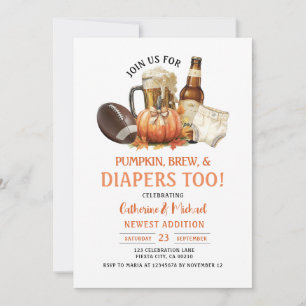 Pompoenen Brouw en Luiers Te Baby shower Herfst Kaart