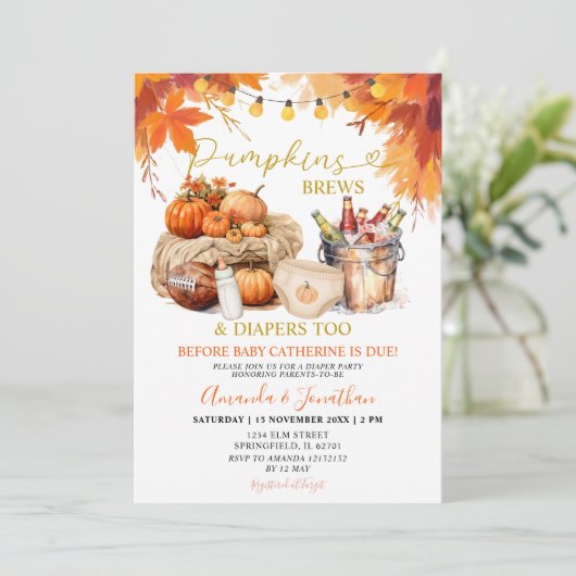 Pompoenen Brouwen Luiers Rustiek Bladeren Geslacht Kaart (Staand voorkant)