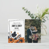  pompoenen bruiloft save the date (Staand voorkant)