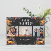 Pompoenen Buffalo Plaid Foto Halloween Kaarten (Staand voorkant)