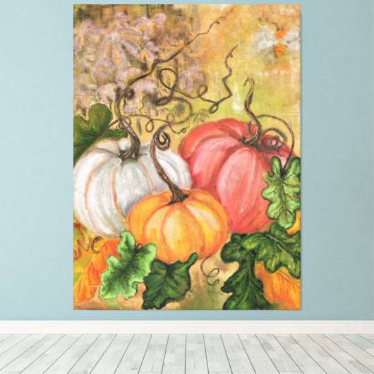 Pompoenen Canvas Print Halloween - schilderen (Insitu (Houten vloer))