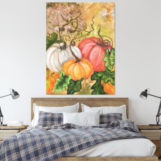 Pompoenen Canvas Print Halloween - schilderen (Insitu (Slaapkamer))