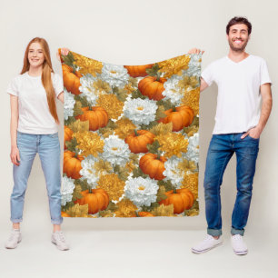 Pompoenen & Chrysanten Herfst Design Fleece Deken