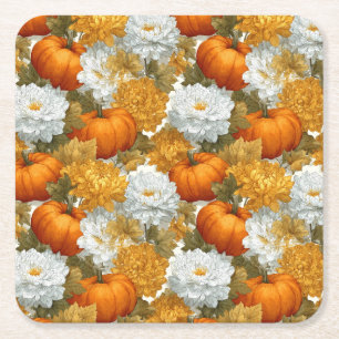 Pompoenen & Chrysanten Herfst Design Kartonnen Onderzetters