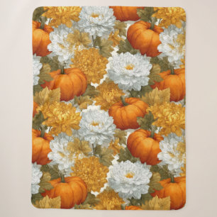 Pompoenen & Chrysanten Herfst Design Sherpa Deken