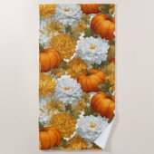Pompoenen & Chrysanten Herfst Design Strandlaken (Voorkant)