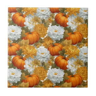 Pompoenen & Chrysanten Herfst Ontwerp Tegeltje