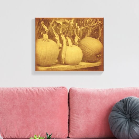 Pompoenen Cornstalks Herfst Canvas Afdruk (Insitu (Woonkamer))