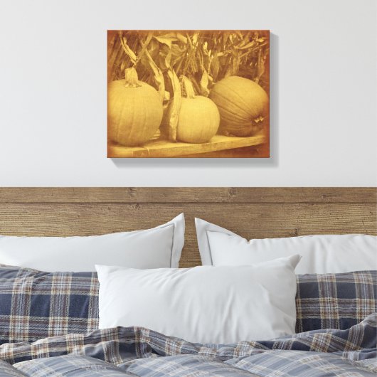 Pompoenen Cornstalks Herfst  Canvas Afdruk (Insitu (Slaapkamer))