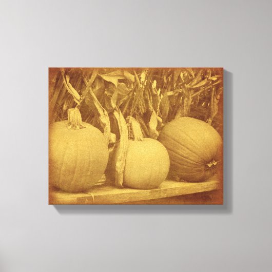 Pompoenen Cornstalks Herfst  Canvas Afdruk (Voorkant)