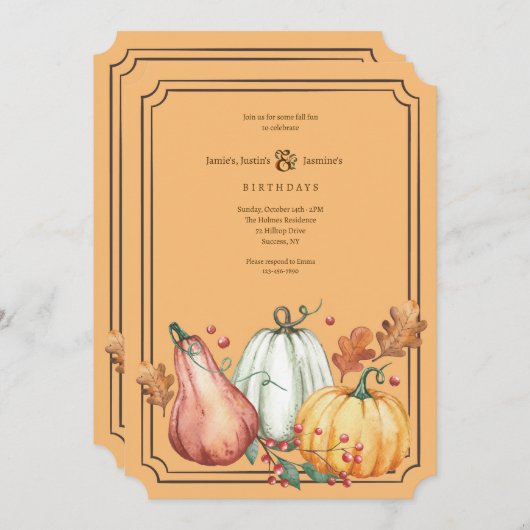 Pompoenen Drie Kaart (Voorkant / Achterkant)