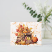 Pompoenen druiven bladeren herfst Herfst Halloween Feestdagenkaart (Staand voorkant)