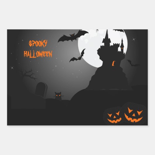Pompoenen en Bats Halloween Inpakpapier Vel (Voorkant 2)
