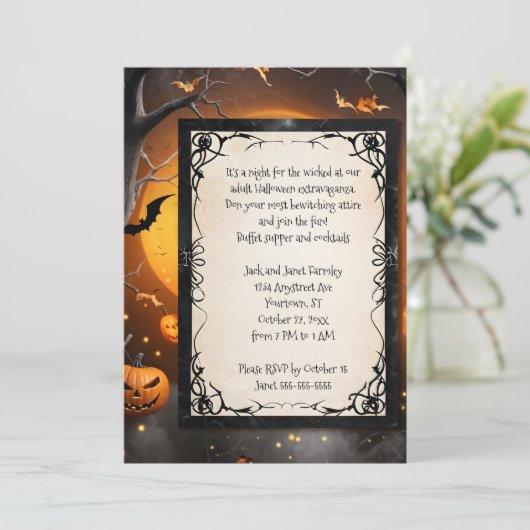 Pompoenen en Bats Halloween Kaart (Staand voorkant)