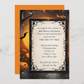 Pompoenen en Bats Halloween Kaart (Voorkant / Achterkant)