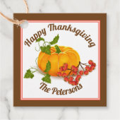 Pompoenen en bessen herfst Happy Thanksgiving Bedankjes Labels (Voorkant)