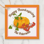 Pompoenen en bessen oranje herfst Happy Thanksgivi Bedankjes Labels (Voorkant)
