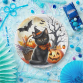 Pompoenen en Black Cat Halloween Party Paper Bord (Feest)