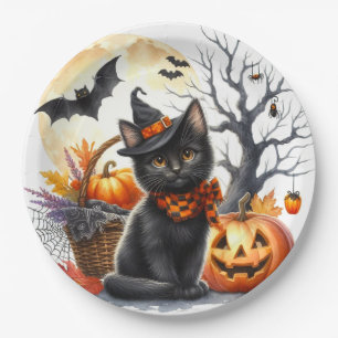 Pompoenen en Black Cat Halloween Party Paper Bord