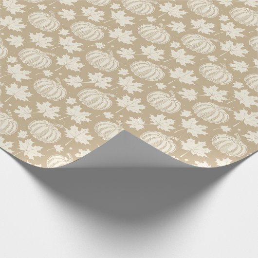 Pompoenen en bladeren cadeaupapier (Hoek)