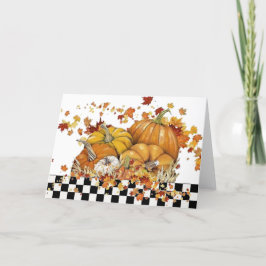 Pompoenen en bladeren feestdagen kaart