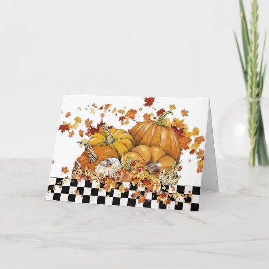 Pompoenen en bladeren feestdagen kaart (Voorkant)