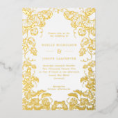 Pompoenen en bladeren Lijst neerstrijken Folie Uitnodiging (Voorkant)