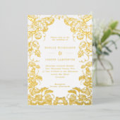 Pompoenen en bladeren Lijst neerstrijken Folie Uitnodiging (Staand Voorkant)