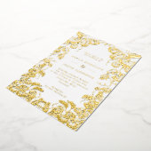 Pompoenen en bladeren Lijst neerstrijken Folie Uitnodiging (Gedraaid)