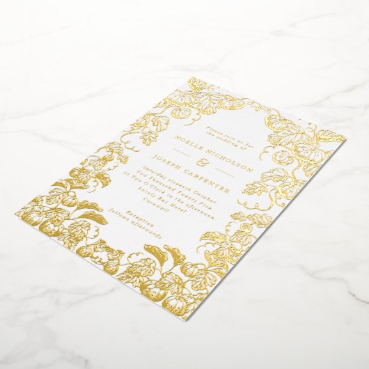 Pompoenen en bladeren Lijst neerstrijken Folie Uitnodiging (Gedraaid)