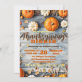 Pompoenen en bladeren op Barn Wood Herfst Thanksgi Kaart (Voorkant)