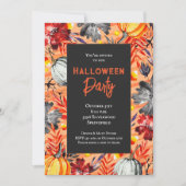 Pompoenen en Bloemen Halloween Party Kaart (Voorkant)