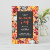 Pompoenen en Bloemen Halloween Party Kaart (Staand voorkant)