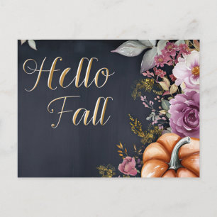 Pompoenen en Bloemen Herfstgroet Ansichtkaart Briefkaart