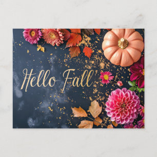 Pompoenen en Bloemen Herfstgroet Ansichtkaart Briefkaart
