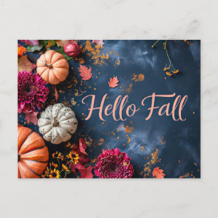 Pompoenen en Bloemen Herfstgroet Ansichtkaart Briefkaart