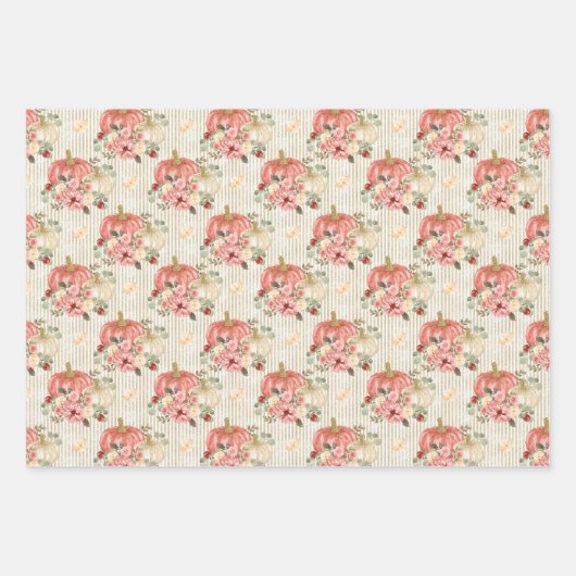 Pompoenen en bloemen inpakpapier vel (Voorkant 3)