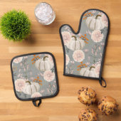Pompoenen en bloemen ovenwant & pannenlap set (Top down)
