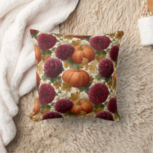 Pompoenen en Bourgondische herfstbloemen Kussen