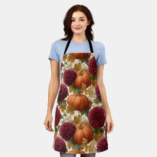 Pompoenen en Bourgondische herfstbloemen Schort
