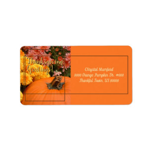 Pompoenen en chrysanthema's / Thanksgiving Etiket