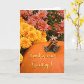 Pompoenen en chrysanthema's / Thanksgiving Kaart (Gele Bloem)