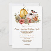 Pompoenen en Florals Fall Wedding Invitation Kaart (Voorkant)